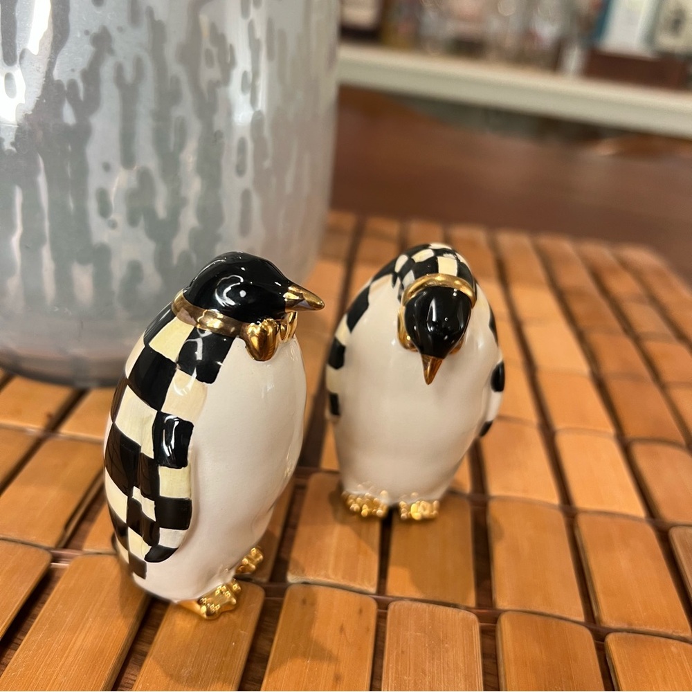 MacKenzie-Childs Courtly Check Penguin Salt & Pepper Shakers